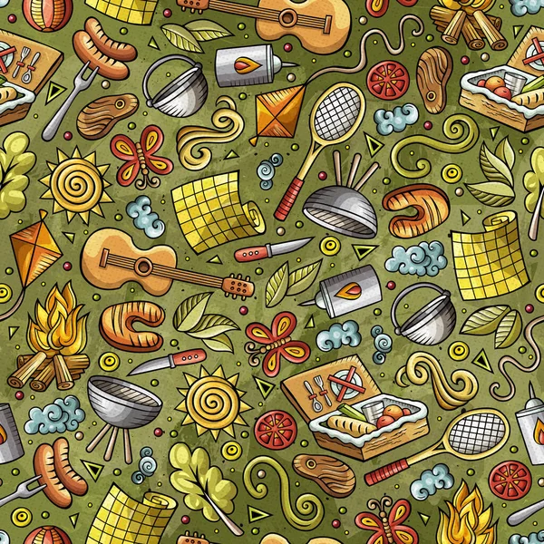Cartoon söt hand dras picknick sömlösa mönster — Stockfoto