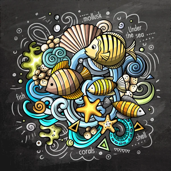 Underwater cartoon doodle chalkboard illustration