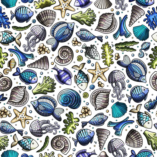 Cartoon under water life seamless pattern