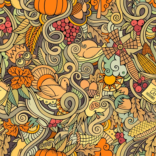 Tecknad handritade Doodles på temat Thanksgiving — Stockfoto