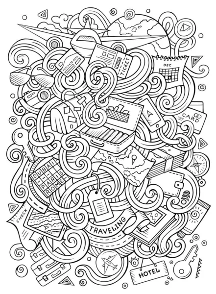Kreskówka doodles podróży ilustracja — Zdjęcie stockowe
