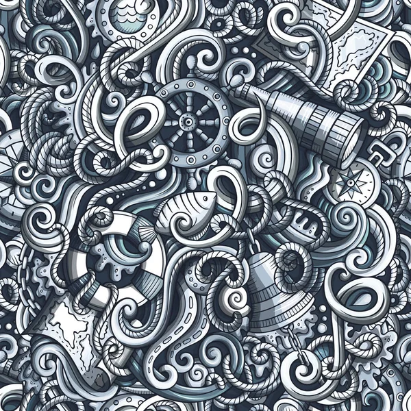 Kreskówka rysowane ręcznie morskie gryzmoły wzór — Zdjęcie stockowe