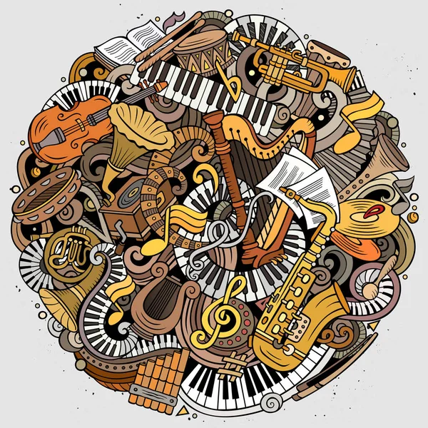 Tecknad färg söta doodles Klassisk musik illustration — Stockfoto