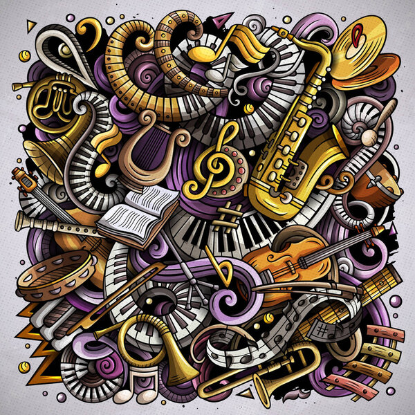 Dibujos animados color lindo garabatos Ilustración de música clásica — Foto de Stock