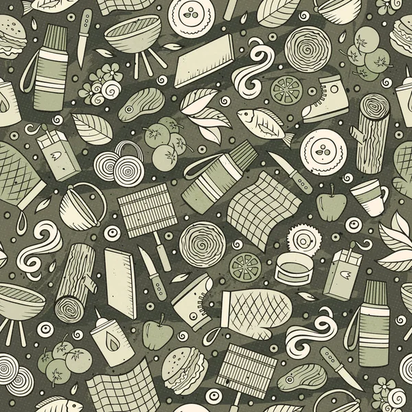 Schattige cartoon-hand getekend picknick naadloze patroon — Stockfoto