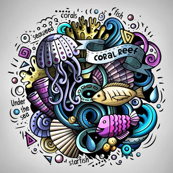 Kreskówka cute doodles Podwodny świat ilustracji — Zdjęcie stockowe