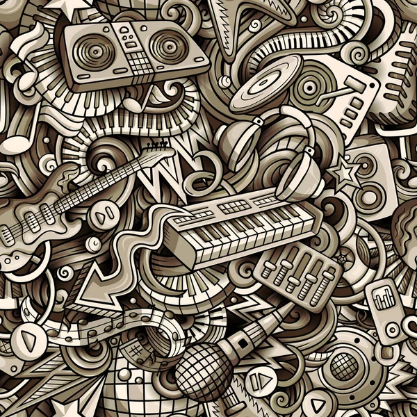 Κινούμενα σχέδια χαριτωμένο doodles Disco μουσική αδιάλειπτη μοτίβο — Φωτογραφία Αρχείου
