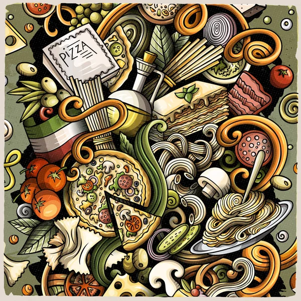Cartoon cute doodles Italian Food illustration