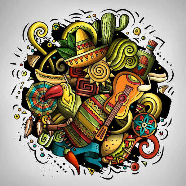 Tecknad doodles Latinamerika illustration — Stockfoto