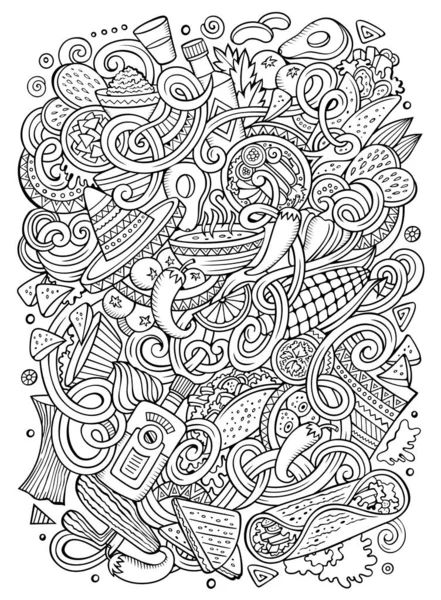 Kreskówka doodles ilustracja Mexican food — Zdjęcie stockowe