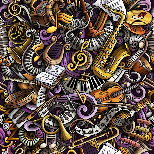 Cartoon cute doodles Classical music seamless pattern