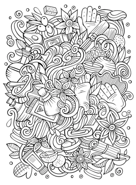Dessin animé gribouillis mignon dessiné à la main Illustration de massage — Photo