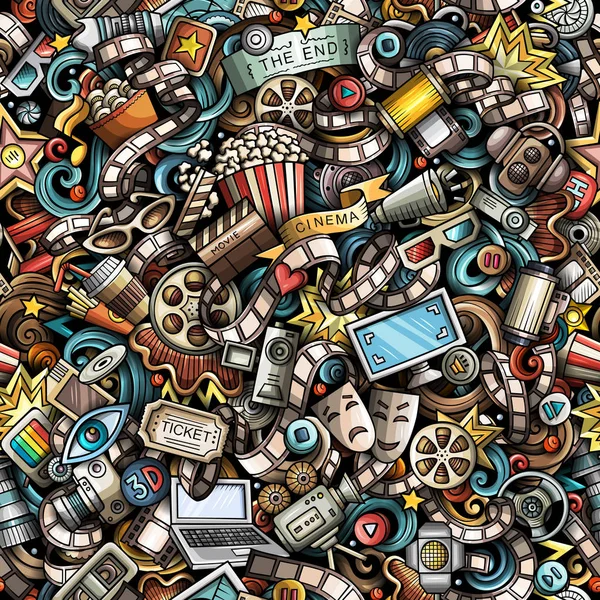 Tecknad söt doodles Cinema sömlösa mönster — Stockfoto
