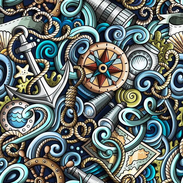 Мультфильм ручной работы морских каракулей бесшовный узор — стоковое фото