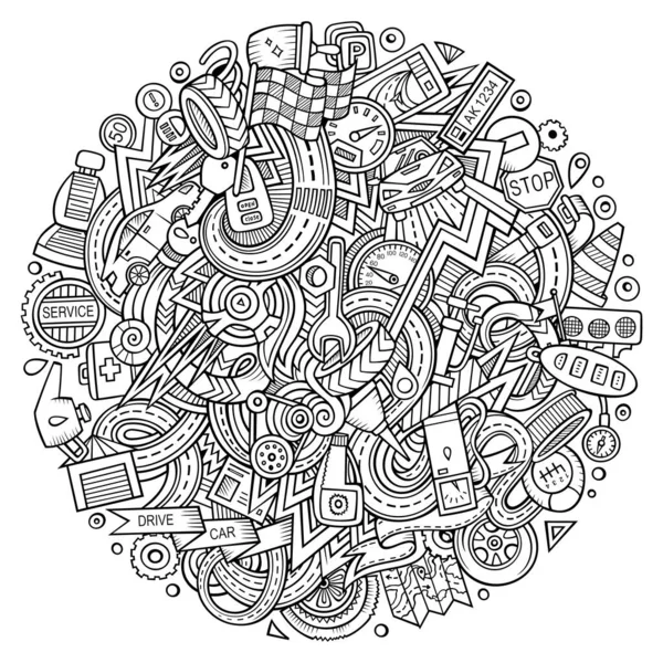 Γελοιογραφία χαριτωμένο doodles Autumotive εικονογράφηση — Φωτογραφία Αρχείου