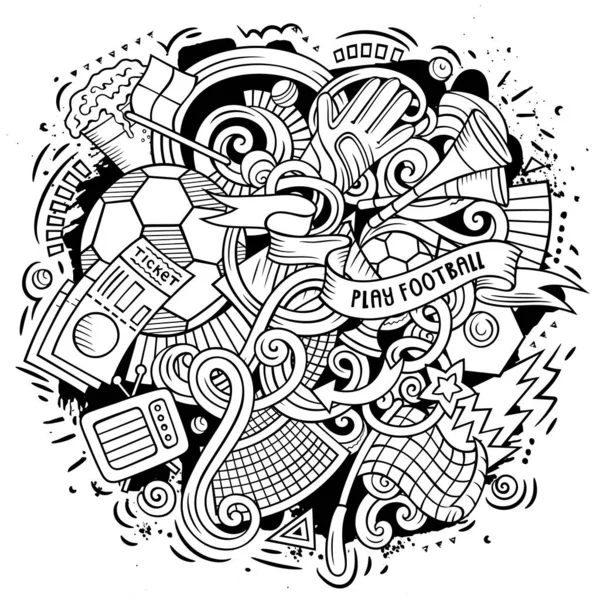 Tecknad linje konst doodles fotboll illustration — Stockfoto
