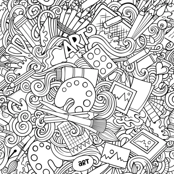 Cartoon cute doodles hand getrokken kunstenaar naadloze patroon — Stockfoto