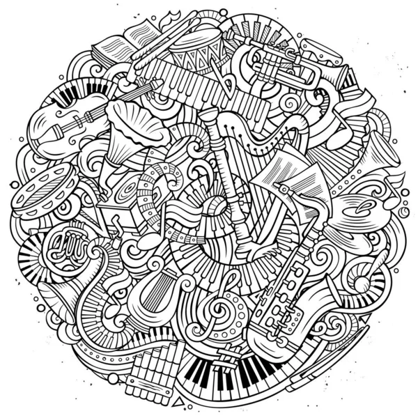 Tecknad linje konst söta doodles Klassisk musik illustration — Stockfoto