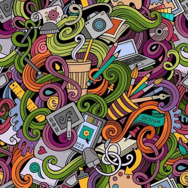 Cartoon hand-drawn doodles on the subject of Design seamless pattern — Stock Photo, Image