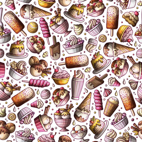 Desenhos animados desenhados à mão sorvete doodles padrão sem costura — Fotografia de Stock