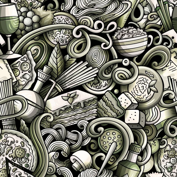 Tecknad söt doodles hand Drawn italiensk mat sömlösa mönster — Stockfoto