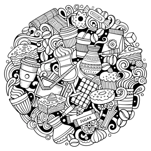 Cartoon doodles Coffee House εικονογράφηση. — Φωτογραφία Αρχείου