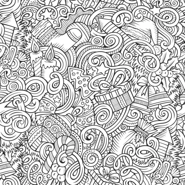 Cartoon cute doodles New Year seamless pattern — Stock Photo, Image