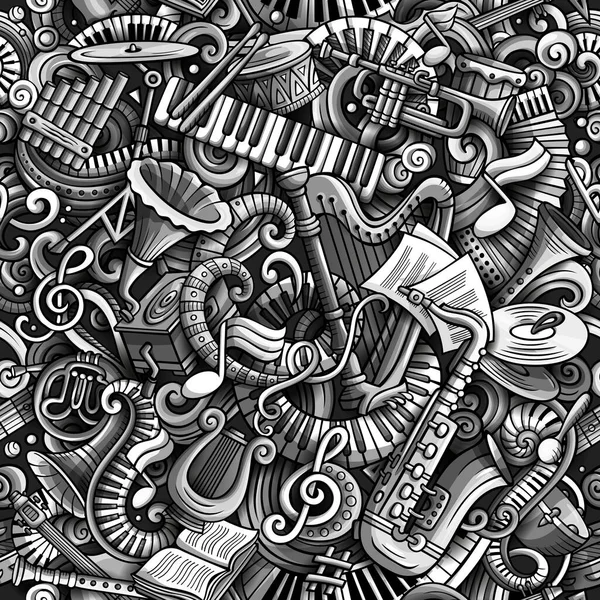 Tecknad söt doodles Klassisk musik sömlös mönster — Stockfoto