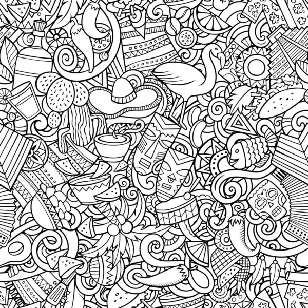 Cartoon cute doodles Latin America seamless pattern