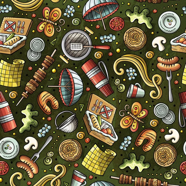 Cartoon söt hand dras picknick sömlösa mönster — Stockfoto