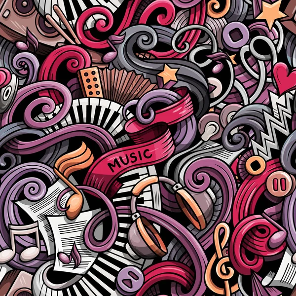 Kreskówka kwiecisty doodles wzór muzyki — Zdjęcie stockowe