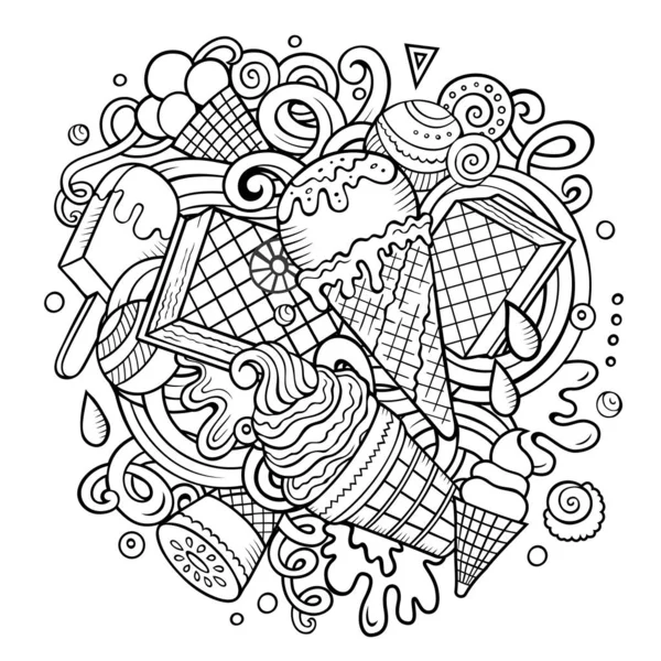 Desenhos animados desenhados à mão doodles Ice Cream ilustração — Fotografia de Stock