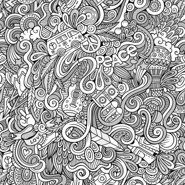 Kreskówka rysowane ręcznie gryzmoły na temat tematu styl Hippie — Zdjęcie stockowe