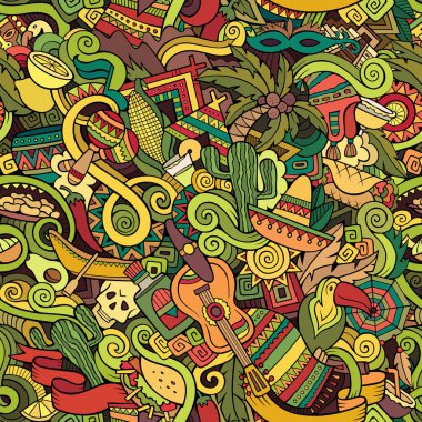 Cartoon cute doodles Latin America seamless pattern clipart