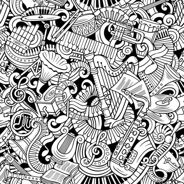만화귀엽고 귀여운 낙서 고전 음악의 무미건조 한 패턴 — 스톡 사진