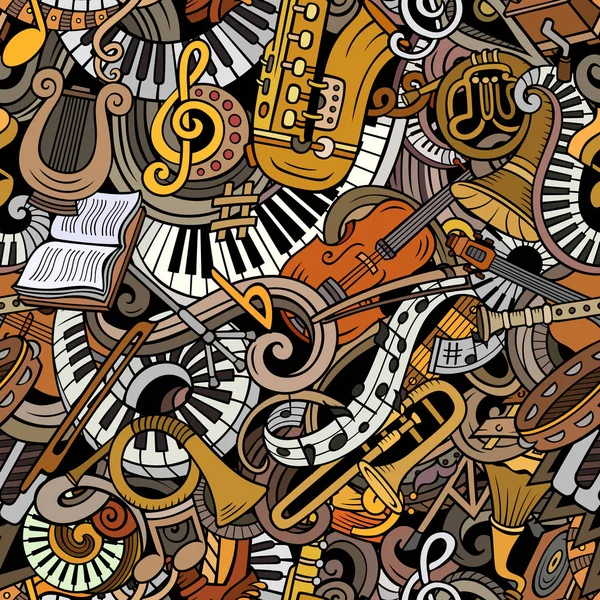 Tekenfilm schattige doodles Klassieke muziek naadloos patroon — Stockfoto