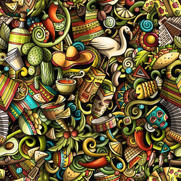 Мультфильм милый каракули Латинской Америки плавный шаблон — стоковое фото