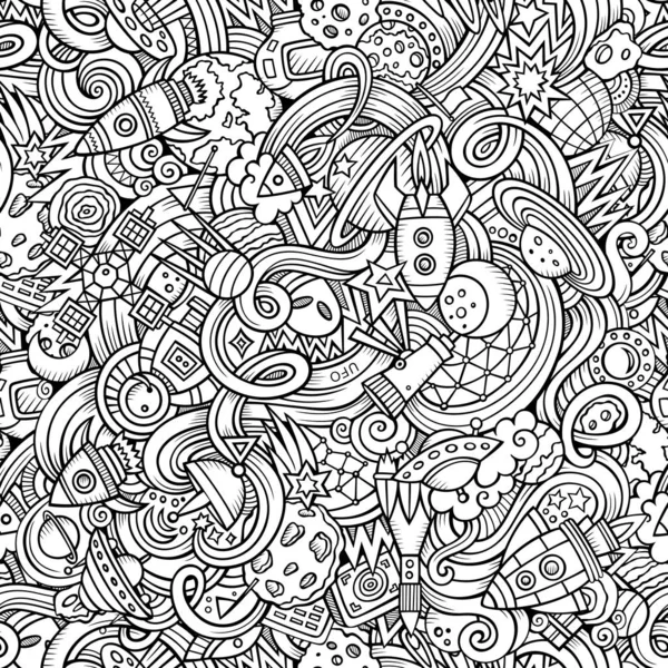 Cartoon hand-drawn doodles on the subject of space pattern — Stock Photo, Image