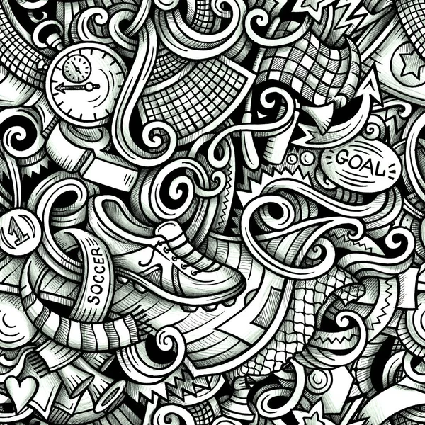 Football hand drawn doodles seamless pattern. Graphics background design.