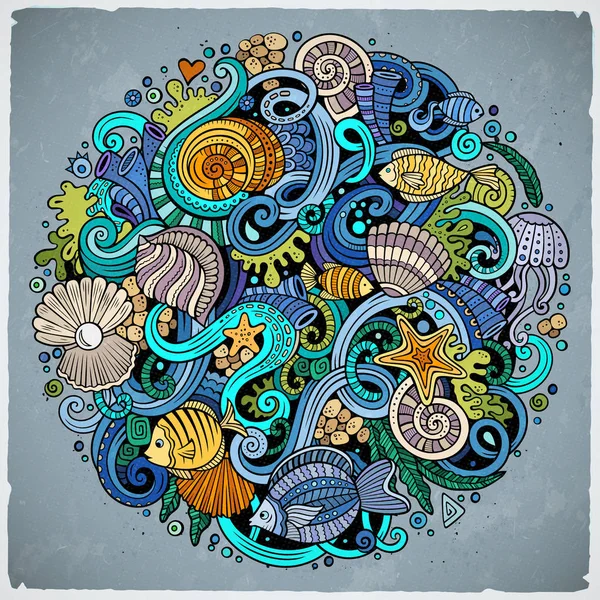 Мультяшні мальовані каракулі Підводне життя ілюстрація — стокове фото