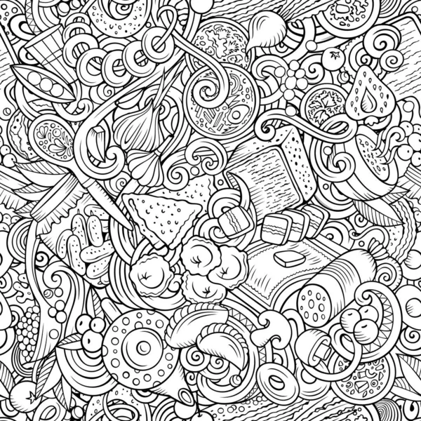 Cartoon doodles Russian food seamless pattern — Stock Photo, Image