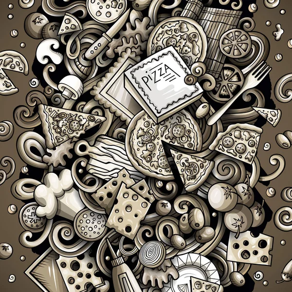 Tecknad doodles pizza illustration — Stockfoto