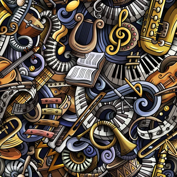 Cartoon cute doodles Classical music seamless pattern — Stock Photo, Image