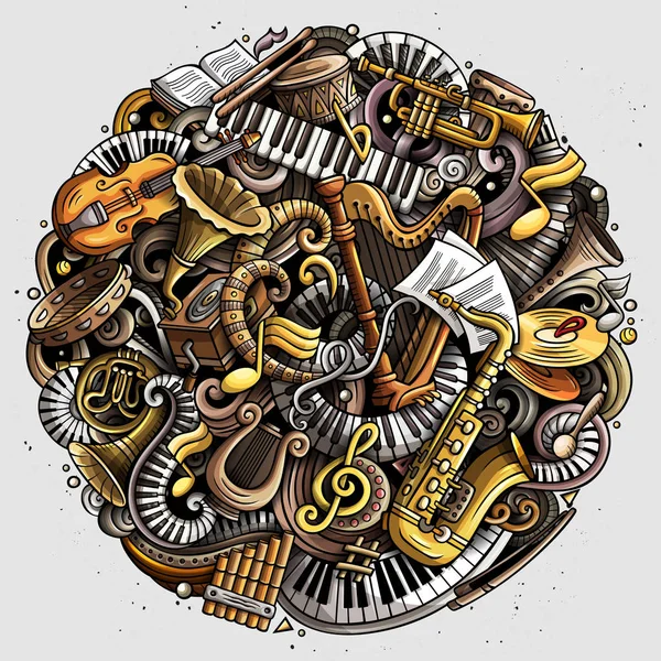 Dessin animé couleur gribouillis mignon Illustration musicale classique — Photo