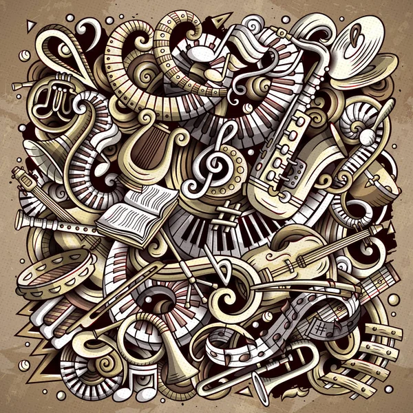 Desenhos animados bonito doodles Disco música ilustração — Fotografia de Stock