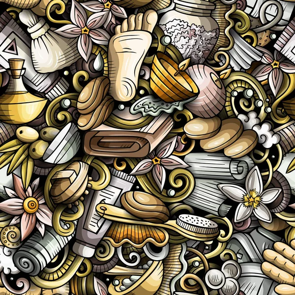 Masseer met de hand getekende krabbels naadloos patroon. Spa therapie achtergrond — Stockfoto