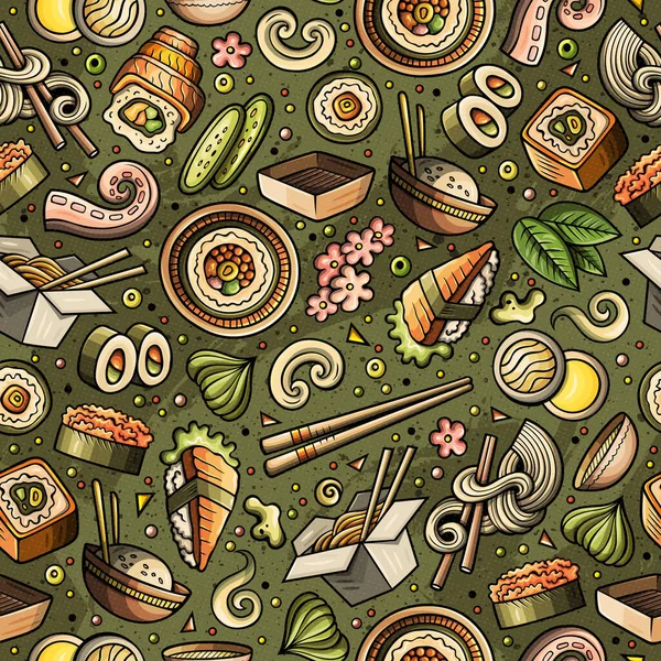 Kreslený roztomilý ručně tažené Japonsko potravin bezešvé pattern — Stock fotografie