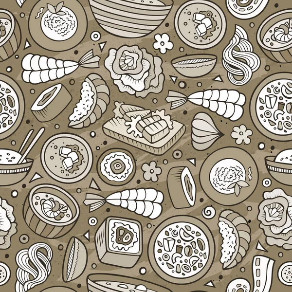 Kreslený roztomilý ručně tažené Japonsko potravin bezešvé pattern — Stock fotografie