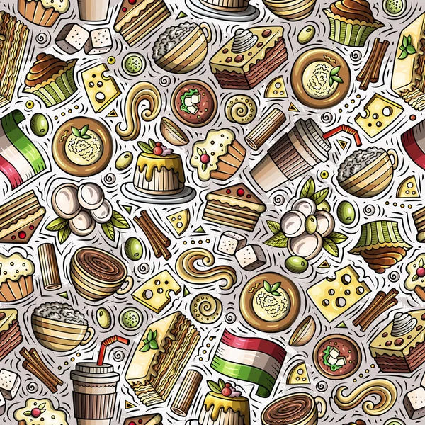 Kreskówka Ładna ręcznie rysowane wzór włoski żywności. — Zdjęcie stockowe