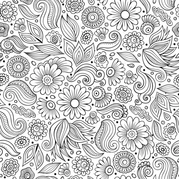 Cartoon cute hand drawn Spring seamless pattern. — Stock Vector